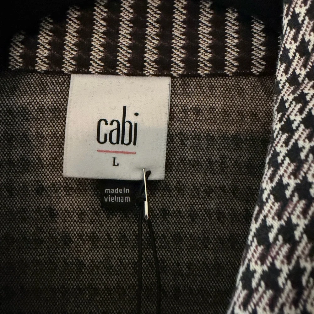 CAbi ‘Baron Blazer’ Chic Black, Brown & Cream Houndstooth Jacket. Unlined. Zip. - Picture 6 of 10